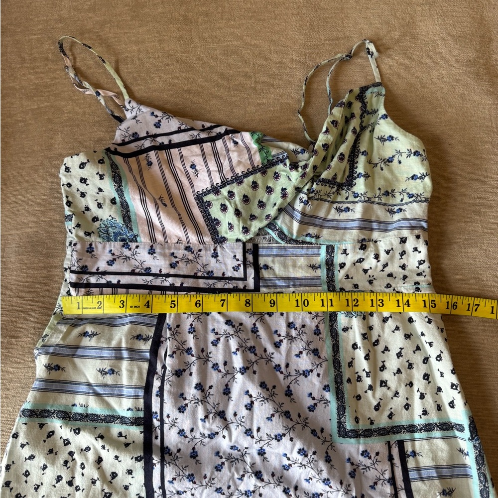 LOFT 12 Petite White and Blue Twist Patchwork Cami Mini Dress Sundress - Picture 9 of 11